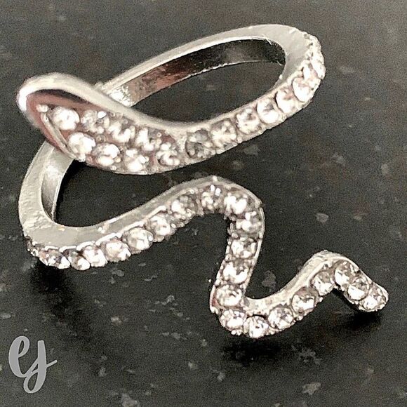 Crystal & Silver Snake Ring – Reputation Era Style, Adjustable - Picture 1 of 7